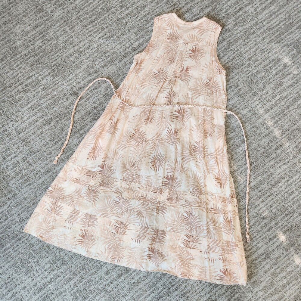 Faherty women's linen blend palm peach sleeveless midi dress size S - Picture 6 of 10
